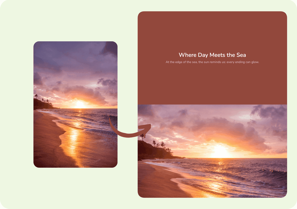 Photo quote maker with clean text space over the photo